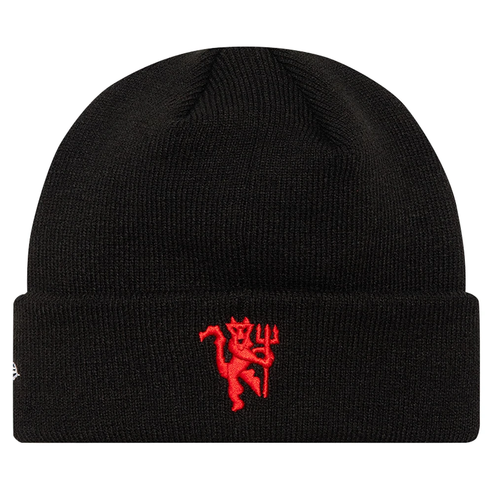 Bonnet en tricot à revers noir Manchester United Always Red New Era pour jeune