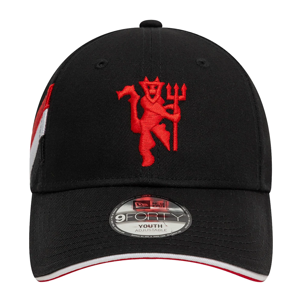 Youth New Era Black Manchester United Flag 9FORTY Adjustable Hat