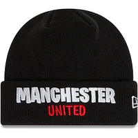 Bonnet en tricot à revers avec logo Manchester United noir New Era pour jeune