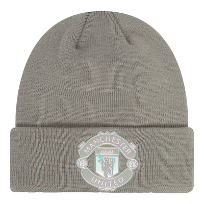 Youth New Era  Gray Manchester United Iridescent Cuffed Knit Hat