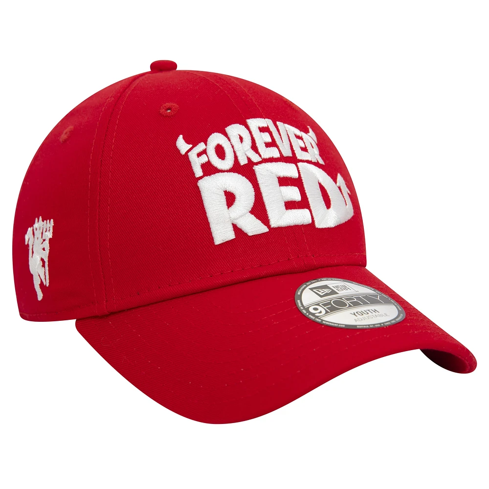 Casquette réglable 9FORTY rouge Manchester United Forever Red 9FORTY pour jeune