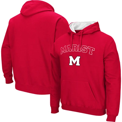 Men's Colosseum Red Marist Foxes Arch & Logo 3.0 Pullover Hoodie