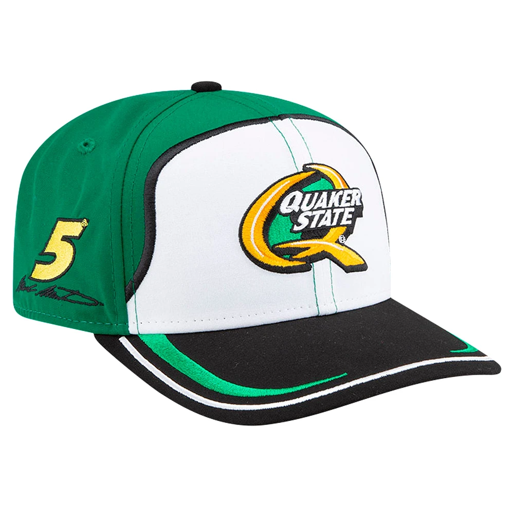 Casquette extensible à boutons-pression Mark Martin Quaker State 9SEVENTY de New Era pour homme, blanche/verte