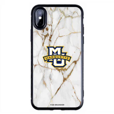 Marquette Golden Eagles iPhone Slim Marble Design Case - Black