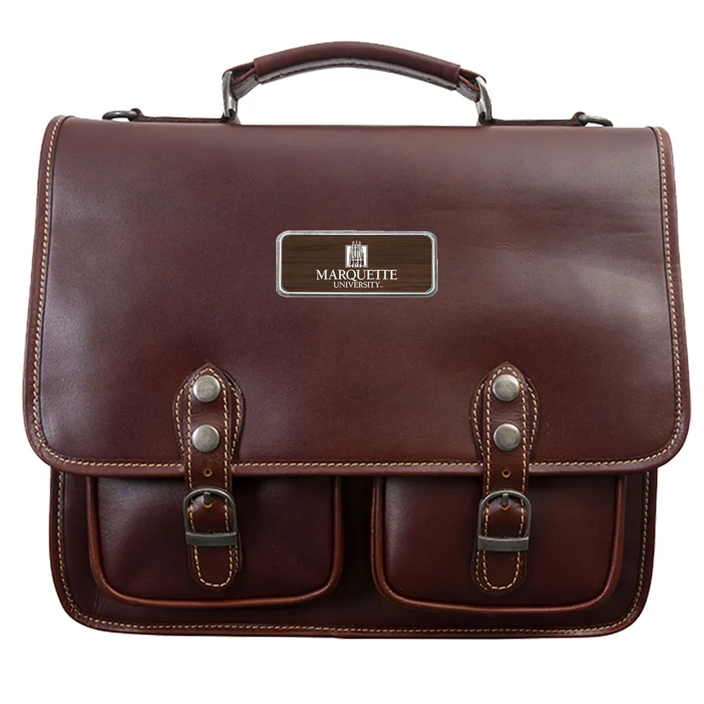 Marquette Golden Eagles Logo Plate Sabino Briefcase - Brown