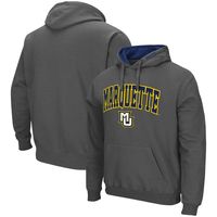 Men's Colosseum Charcoal Marquette Golden Eagles Arch and Logo Pullover Hoodie