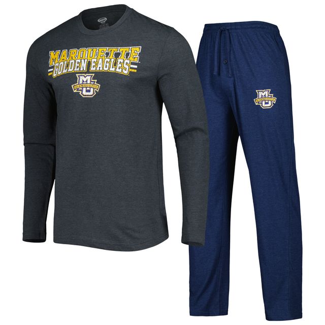 Concepts Sport Homme Bleu Marine/Anthracite Marquette Golden Eagles Meter T-shirt à manches longues et pantalon Ensemble de nuit