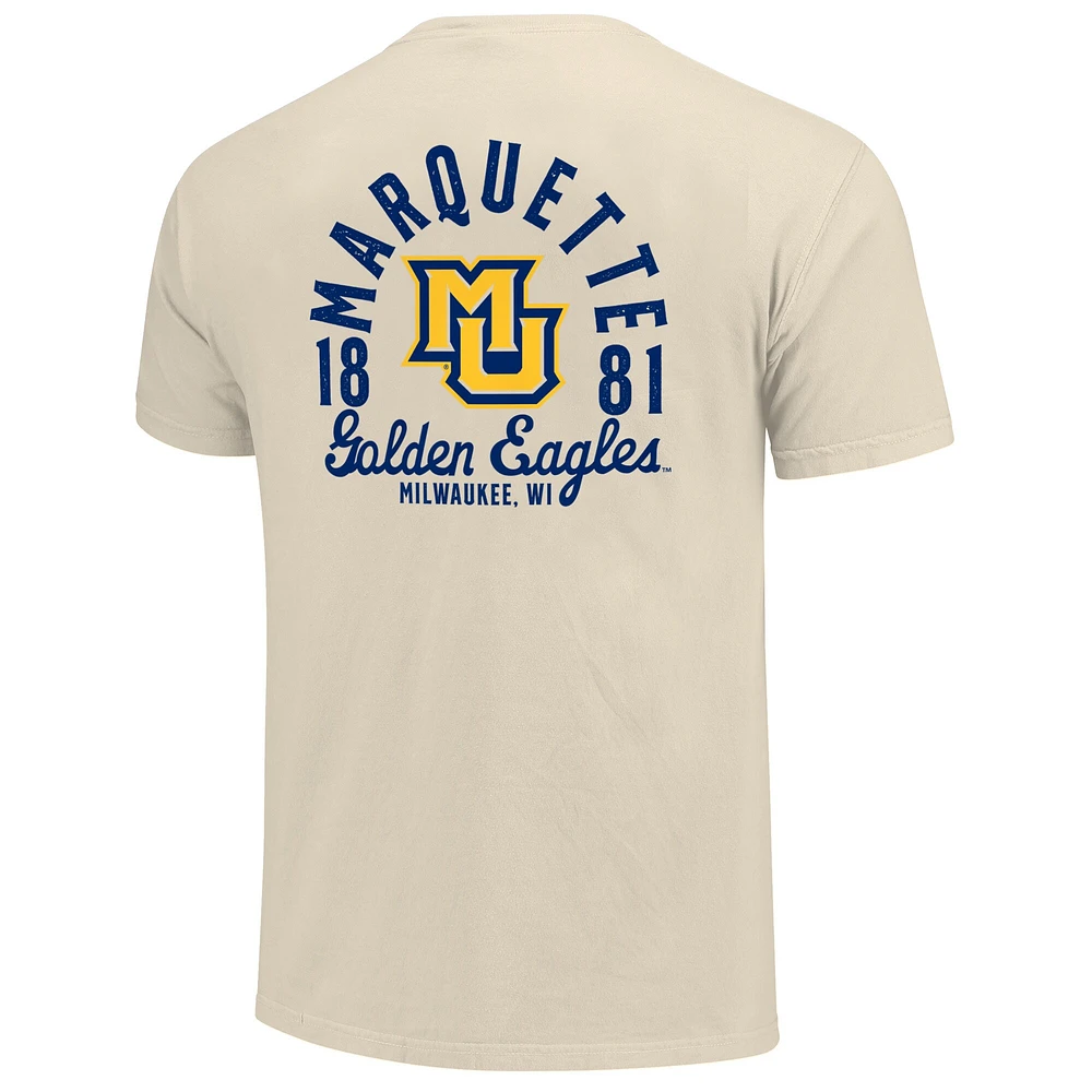 T-shirt crème pour homme avec logo de la mascotte des Golden Eagles Marquette