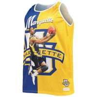 Men's Mitchell & Ness Dwyane Wade Blue/Gold Marquette Golden Eagles Sublimated Player Big Tall Tank Top