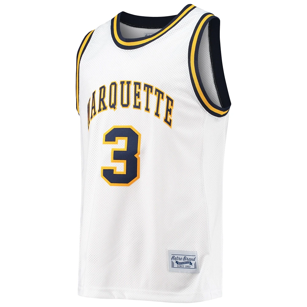 Maillot de basket-ball classique commémoratif pour hommes, marque rétro originale, Dwyane Wade, Marquette blanche, Golden Eagles