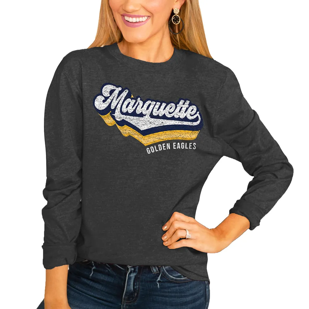 Lids Marquette Golden Eagles Women's Vivacious Varsity Long Sleeve T-Shirt  - Charcoal