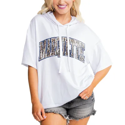 Marquette Golden Eagles Gameday Couture Women's Flowy Lightweight Short Sleeve Hooded Top - White