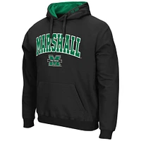 Men's Colosseum Black Marshall Thundering Herd Arch and Logo Pullover Hoodie