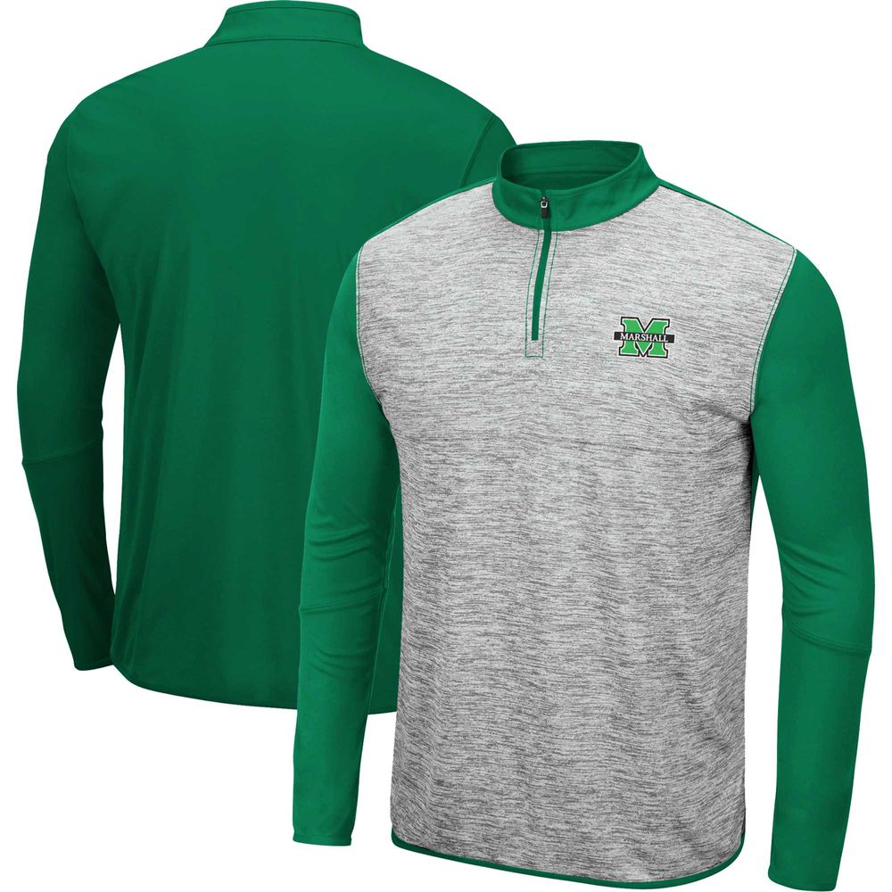 Men's Colosseum Heather Gray/Kelly Green Marshall Thundering Herd Prospect Quarter-Zip Jacket