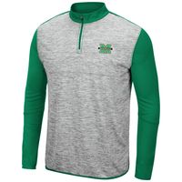 Men's Colosseum Heather Gray/Kelly Green Marshall Thundering Herd Prospect Quarter-Zip Jacket