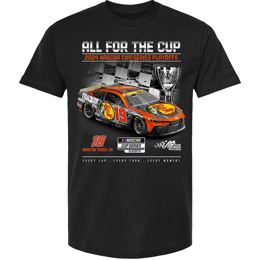 T-shirt noir pour homme de la collection Joe Gibbs Racing Team Martin Truex Jr 2024 NASCAR Cup Series Playoffs Bass Pro Shops