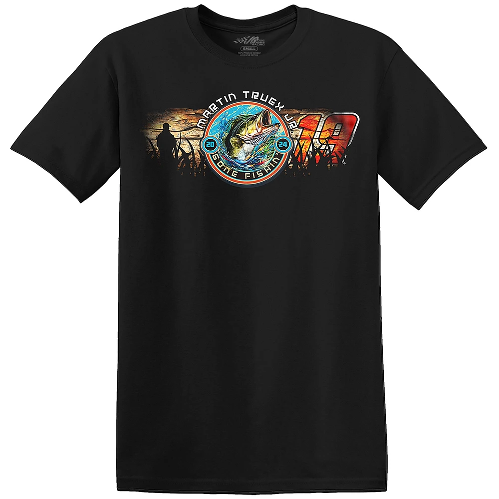 T-shirt noir Martin Truex Jr Gone Fishin' de la collection Joe Gibbs Racing Team pour hommes