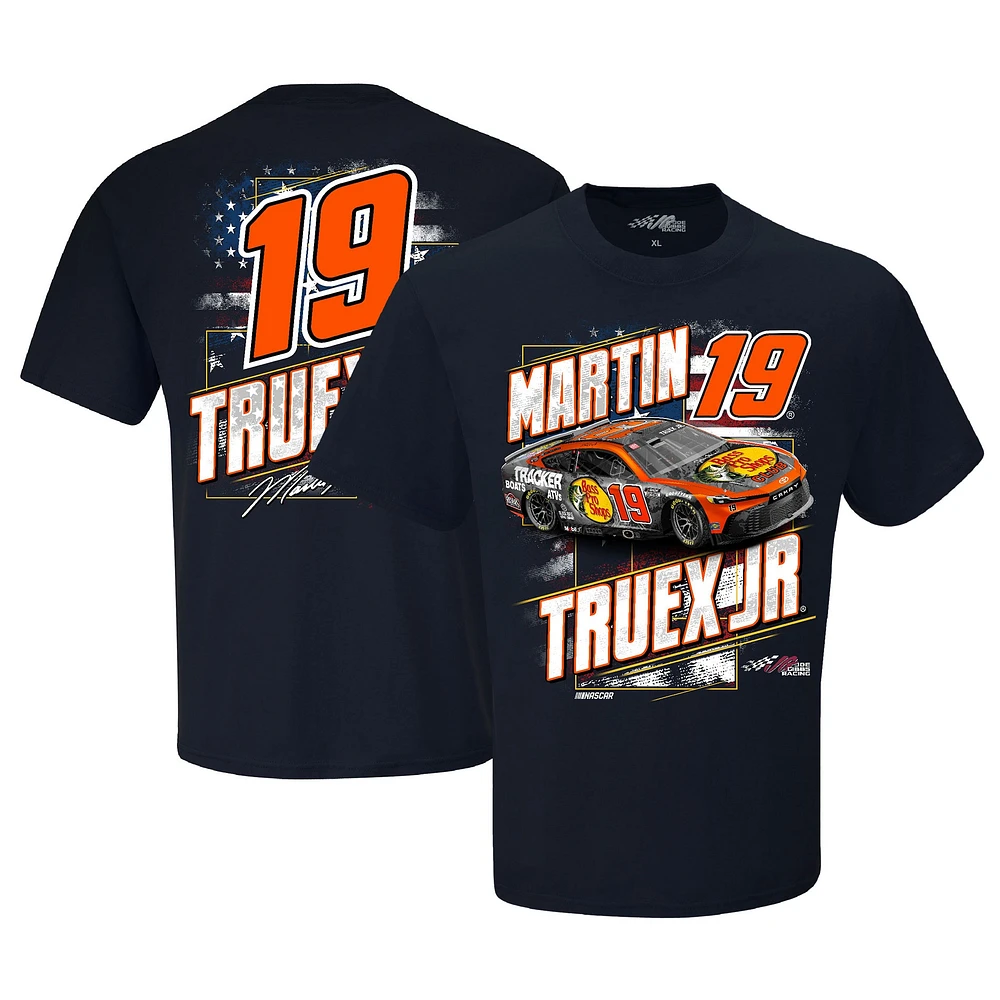 T-shirt patriotique de la collection Joe Gibbs Racing Team pour hommes, bleu marine, Martin Truex Jr Bass Pro Shops