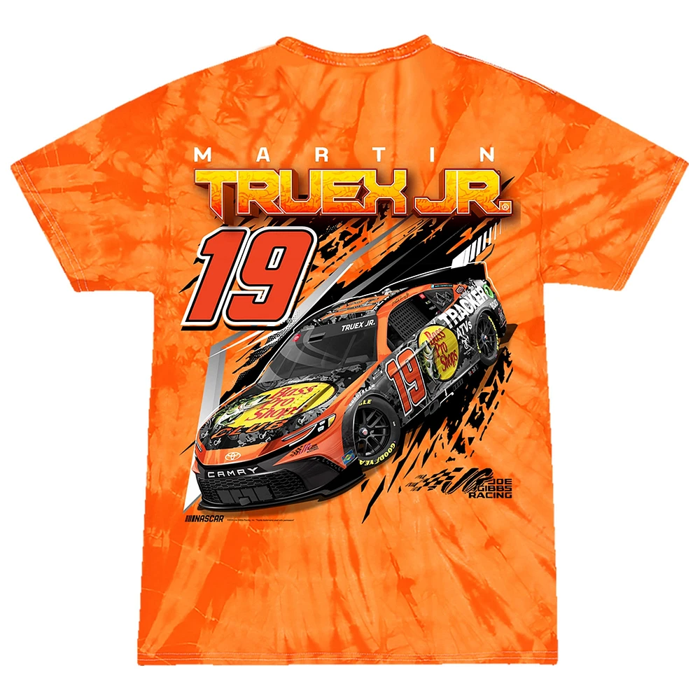 T-shirt tie-dye pour hommes de la collection Joe Gibbs Racing Team orange Martin Truex Jr Bass Pro Shops