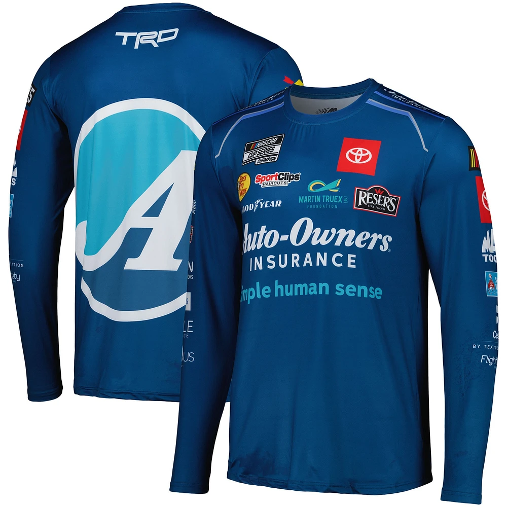 Collection Joe Gibbs Racing Team pour homme Royal Martin Truex Jr Auto-Owners Insurance Sublimated Uniform T-shirt à manches longues