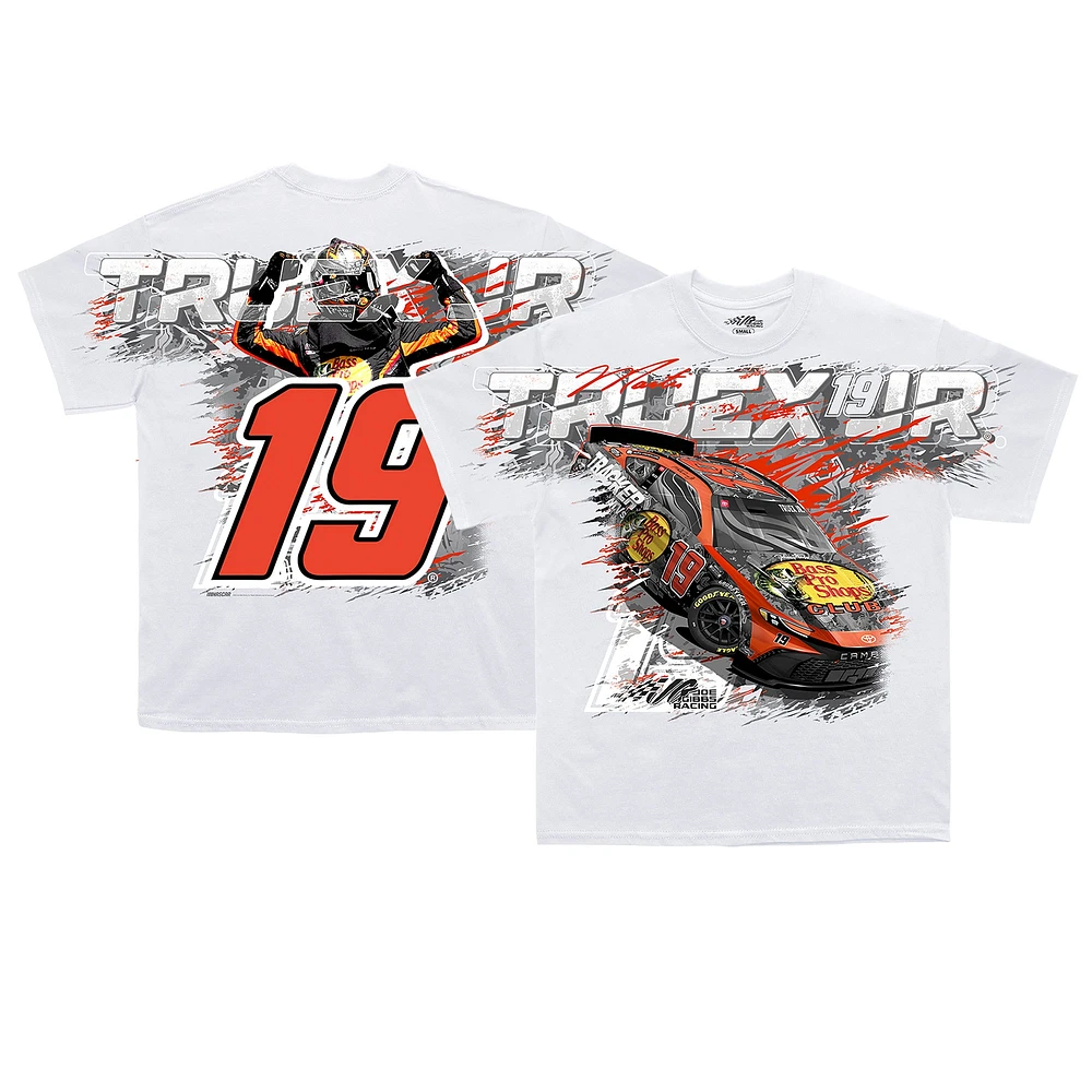 T-shirt de voiture blanc Martin Truex Jr Bass Pro Shops la collection Joe Gibbs Racing Team pour hommes