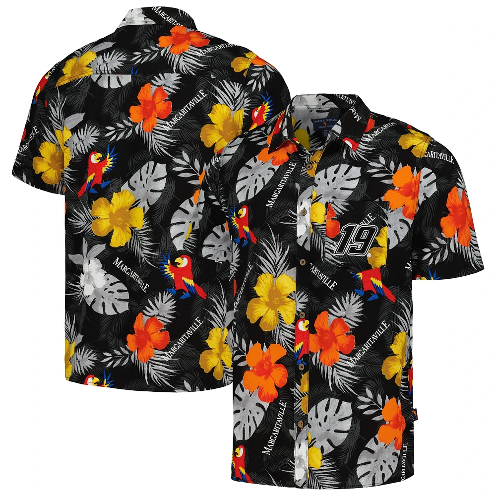 Chemise à boutons complète pour hommes Margaritaville Black Martin Truex Jr Island Life Floral Party