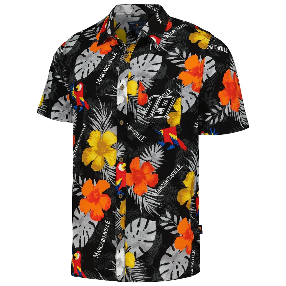 Chemise à boutons complète pour hommes Margaritaville Black Martin Truex Jr Island Life Floral Party