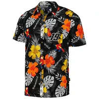 Men's Margaritaville Black Martin Truex Jr Island Life Floral Party Full-Button Shirt