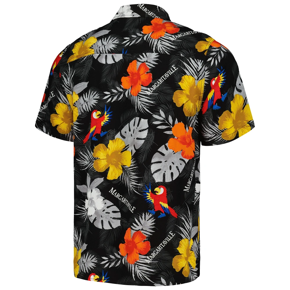 Chemise à boutons complète pour hommes Margaritaville Black Martin Truex Jr Island Life Floral Party