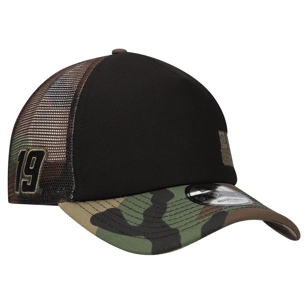 Men's New Era Black/Camo Martin Truex Jr Trucker 9FORTY Adjustable Hat