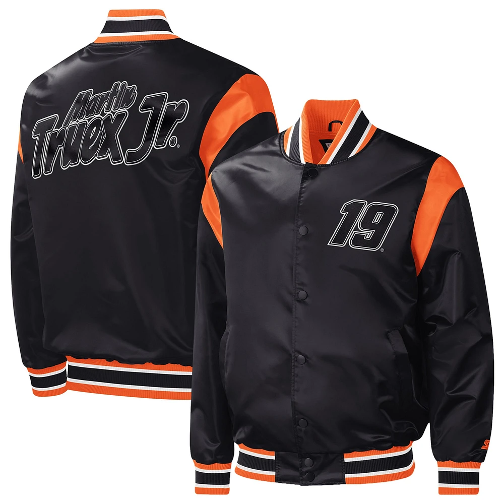 Men's Starter Black Martin Truex Jr Force Play Full-Snap Varsity Jacket