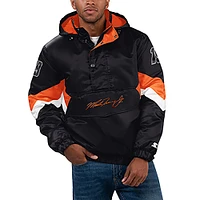 Men's Starter Black Martin Truex Jr Home Team Satin Half-Zip Hoodie Jacket