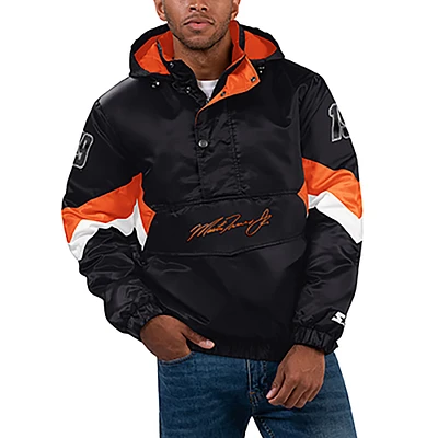 Veste à capuche demi-zip en satin Starter Black Martin Truex Jr Home Team pour hommes