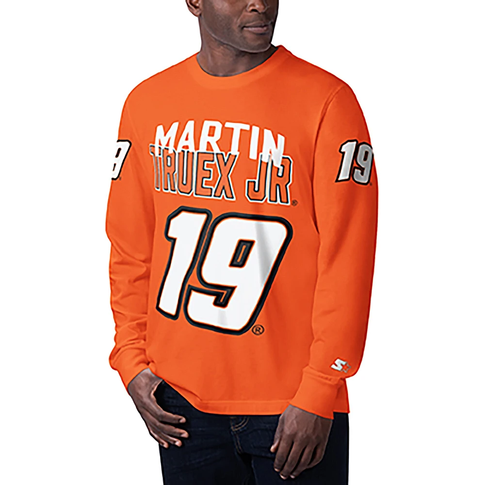 Men's Starter Orange Martin Truex Jr Clutch Hit Graphic Long Sleeve T-Shirt