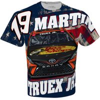 Men's Stewart-Haas Racing Team Collection White Martin Truex Jr Bass Pro Shops Sublimated Patriotic Total Print T-Shirt