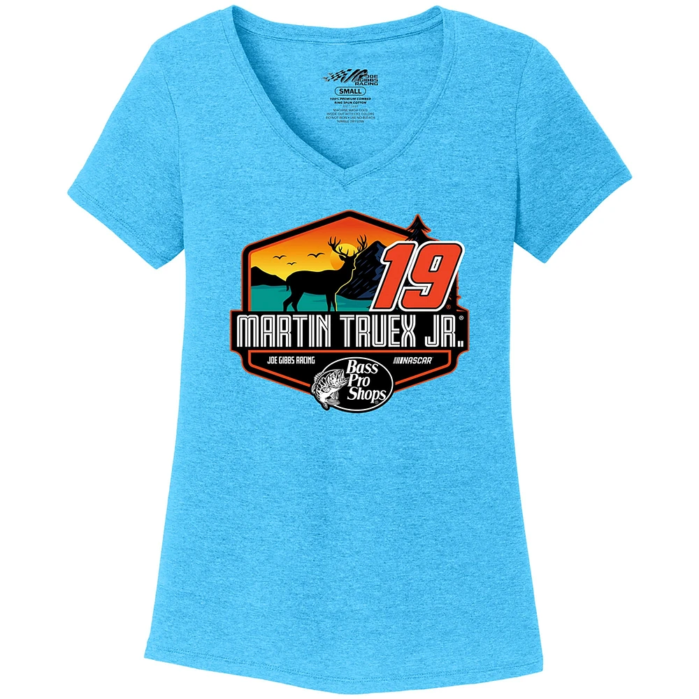 Women's Joe Gibbs Racing Team Collection  Teal Martin Truex Jr Tri-Blend V-Neck T-Shirt