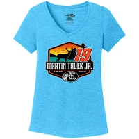 T-shirt tri-mélange à col en V pour femmes Joe Gibbs Racing Team Collection Sarcelle Martin Truex Jr