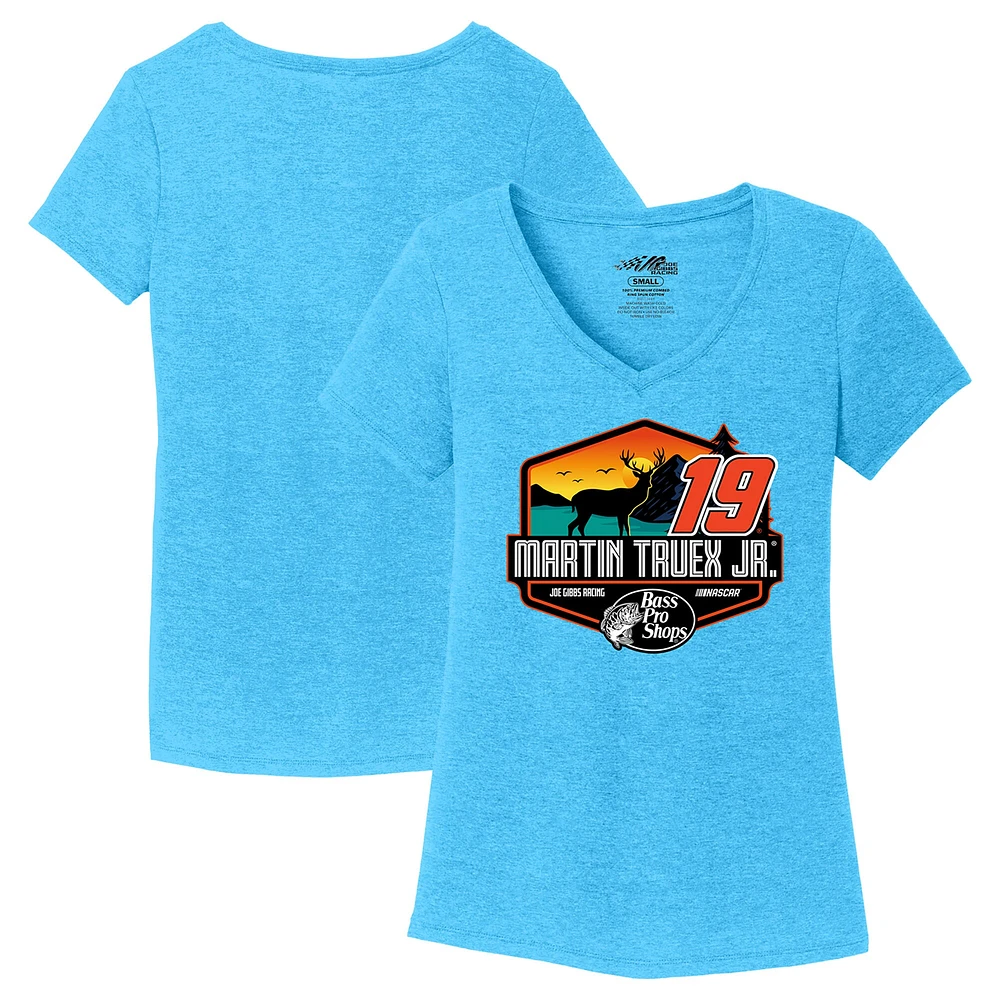 Women's Joe Gibbs Racing Team Collection  Teal Martin Truex Jr Tri-Blend V-Neck T-Shirt