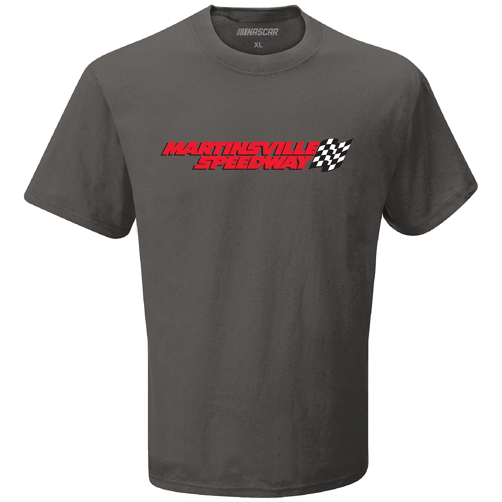 T-shirt à damier pour hommes, sport, charbon de bois, logo Martinsville Speedway