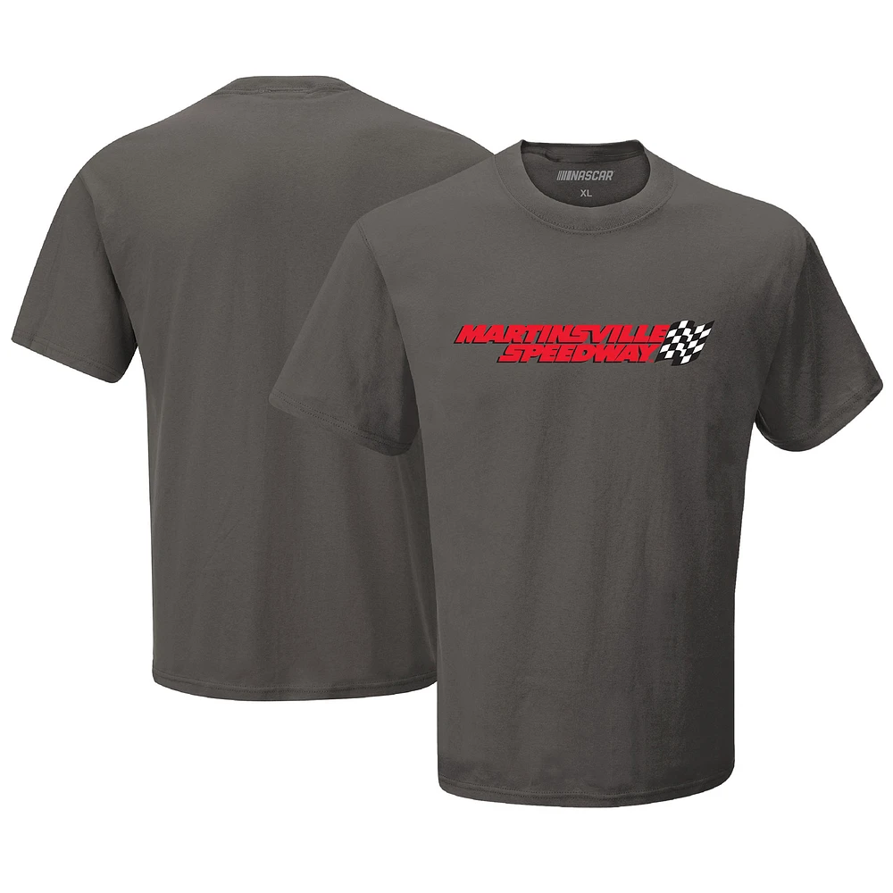 T-shirt à damier pour hommes, sport, charbon de bois, logo Martinsville Speedway