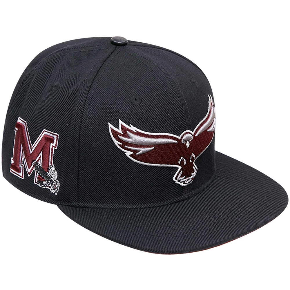 Men's Pro Standard Black Maryland Eastern Shore Hawks Mascot Logo Snapback Hat