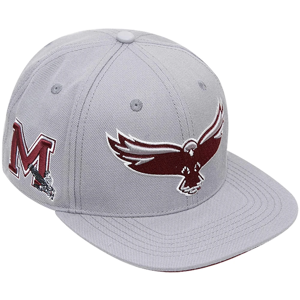 Men's Pro Standard Gray Maryland Eastern Shore Hawks Mascot Logo Snapback Hat