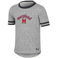 Girls Youth Under Armour Heathered Gray Maryland Terrapins Siro Slub Novelty T-Shirt