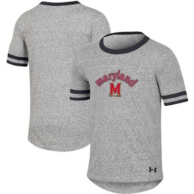 Girls Youth Under Armour Heathered Gray Maryland Terrapins Siro Slub Novelty T-Shirt