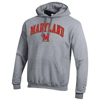 Men's Champion  Heather Gray Maryland Terrapins Arch Over Logo Pullover Hoodie