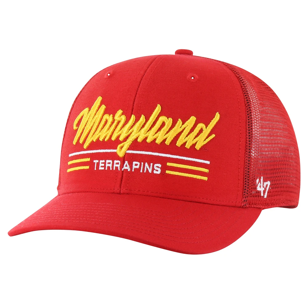 Casquette réglable de camionneur Garner '47 rouge du Maryland Terrapins pour hommes