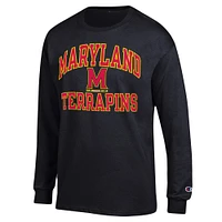 T-shirt à manches longues Champion Maryland Terrapins High Motor pour homme, noir