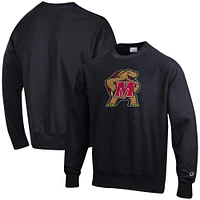 Men's Champion Black Maryland Terrapins Vault Logo Reverse Weave Pullover Sweatshirt