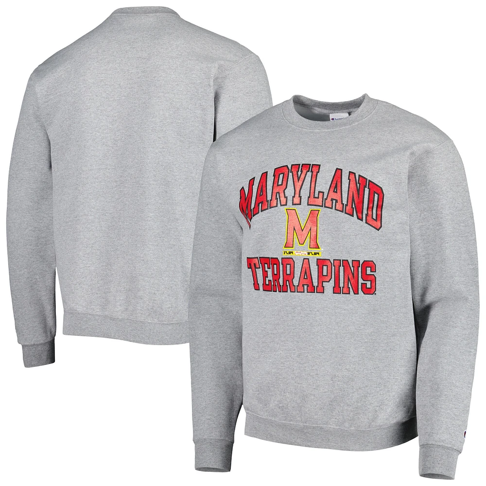 Men's Champion Heather Gray Maryland Terrapins High Motor Pullover Sweatshirt