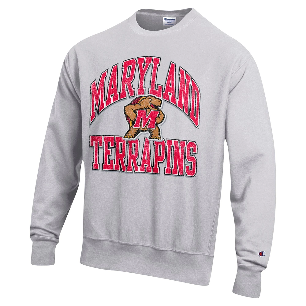 Sweat-shirt à enfiler tissage inversé Champion Heather Gray Maryland Terrapins Vault Late Night pour homme